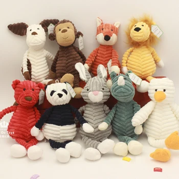 

Baby Elephant Lion Fox Rabbit Pig Panda Duck Monkey Soft Stuffed Toys Cute Torest Animal Plush Toy For Kids Stripe
