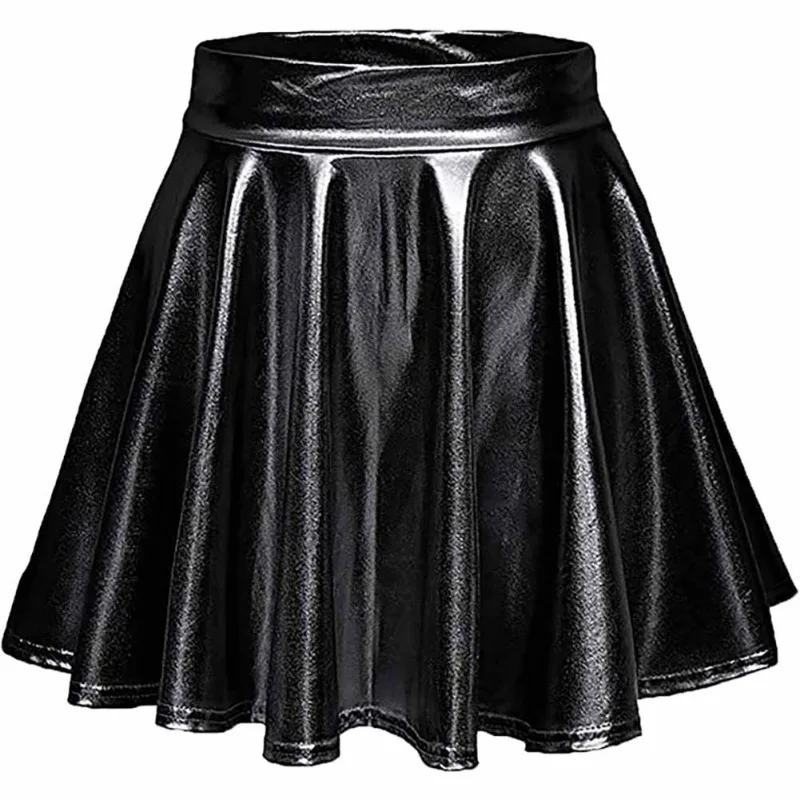 Женские юбки с высокой талией, консервативный стиль, Осень-зима, однотонная мини-юбка, модная плиссированная юбка из искусственной кожи, уличная одежда