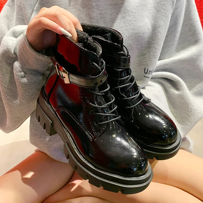 

Round Toe Shoes White Boots Booties Ladies Low Heels booties Martins For Women Luxury Designer Bootee Woman 2019 Lace Up Mid-Cal