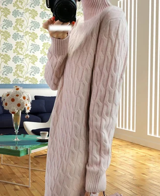 Light pink BELIARST/Новинка года; осенне-зимний кашемировый свитер; женские длинные свободные пуловеры с высоким воротником; толстый свитер - Цвет: Light pink