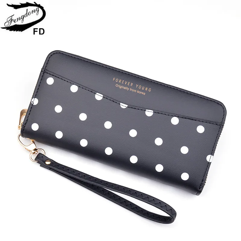 Phone Wallet Credit-Card-Holder Polka-Dot Female Girls Long Id Fengdong Cute Zipper