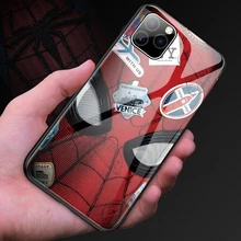 Чехол из закаленного стекла для телефона Marvel с человеком-пауком для iPhone 11 Pro Max XSmax XR XS X 8 7 6s 6 Plus, роскошный защитный чехол