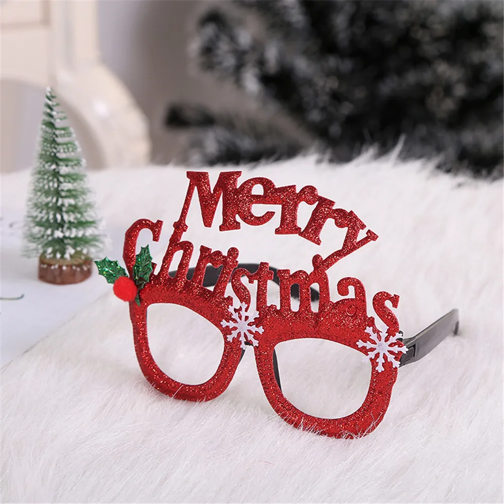 Новые рождественские украшения для взрослых и детей игрушки Санта Снеговик рога очки рождественские украшения очки - Цвет: C