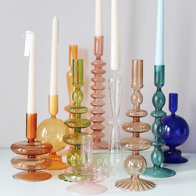 Creative Simple Glass Candle Holder Vase Handicraft Art Living Room Homestay Dining Table Decoration | Дом и сад