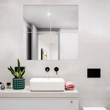 

1 Pcs 20*20cm Mirror Wall Stickers Decorative Wall Mirrors Large for Home Decor Bathroom Bedroom Livingroom Modern Accessories