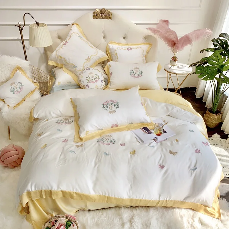 Европейская желтая египетская вышивка свежие маленькие осколки оверсайз 4 шт