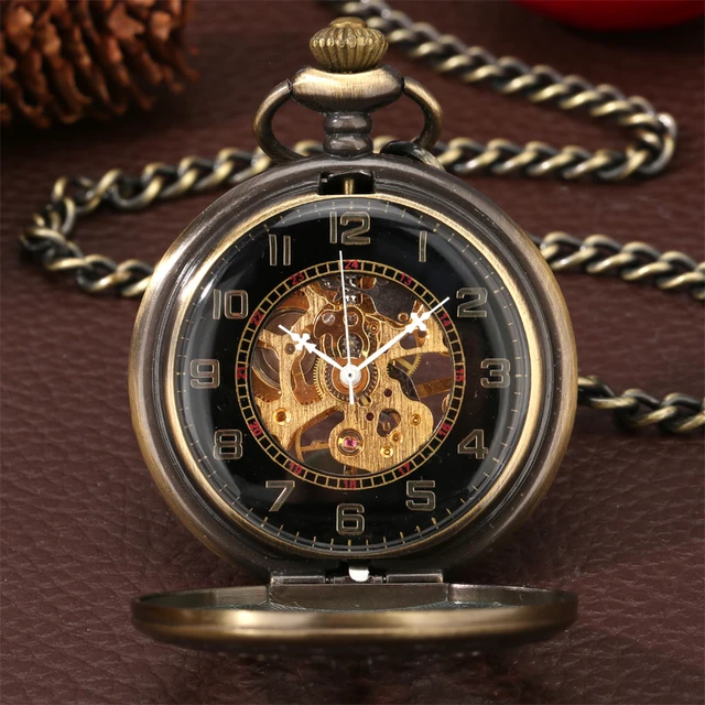 Reloj de bolsillo de cuerda manual en estilo vintage, color plateado, con  posibilidad de monograma -  España