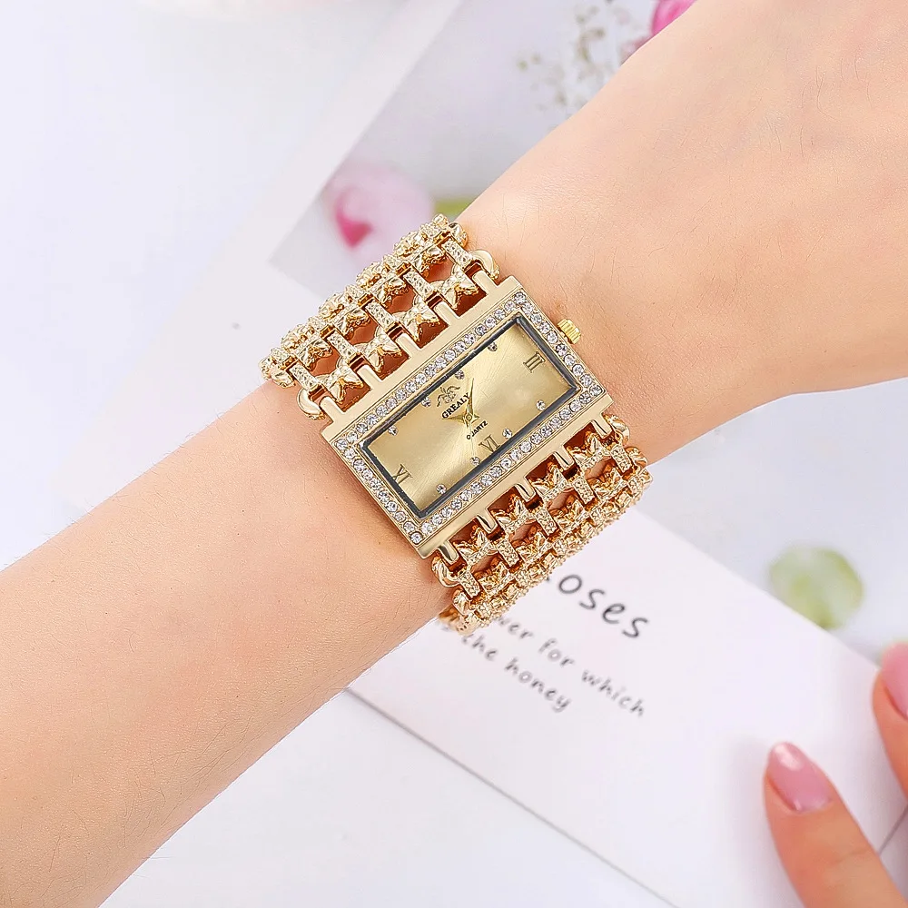 2021 Luxury Women Golden Stainless Steel Bracelet Watch Ladies Fashion Hollow Strap Dress Watch Female Casual Clock Relogio Hot
