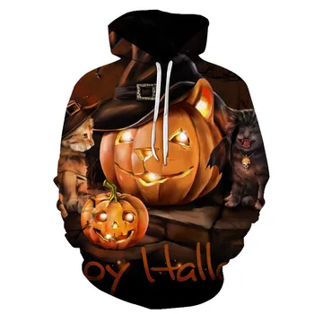 

Halloween Festival Designer Mens Autumn Hoodies 3D Pumpkin Print Long Sleeve Fashion Style Homme Clothing