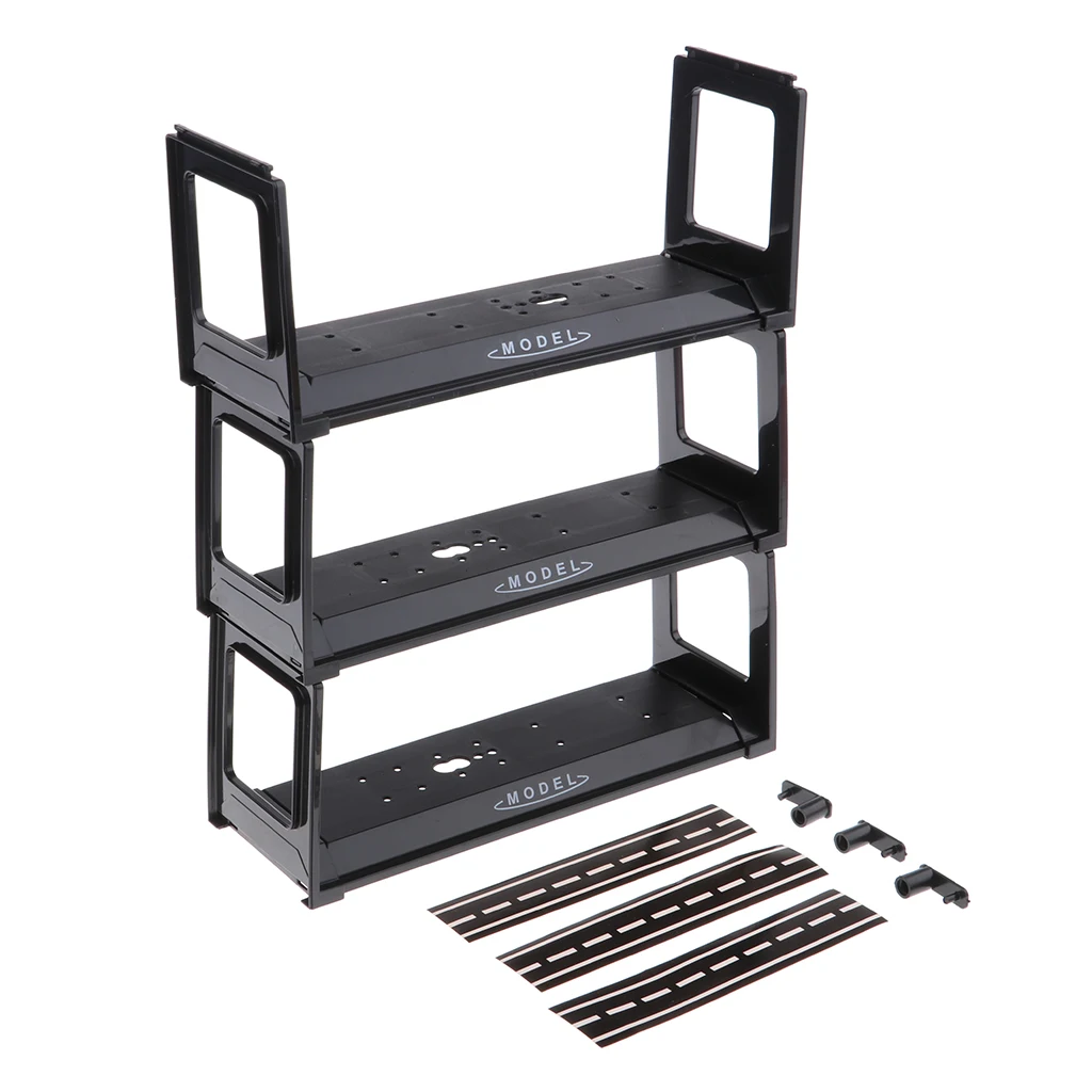 Collectible Display Stand for Models Diecast Toy Cars Black Plastic Showcase Play Table Accessory