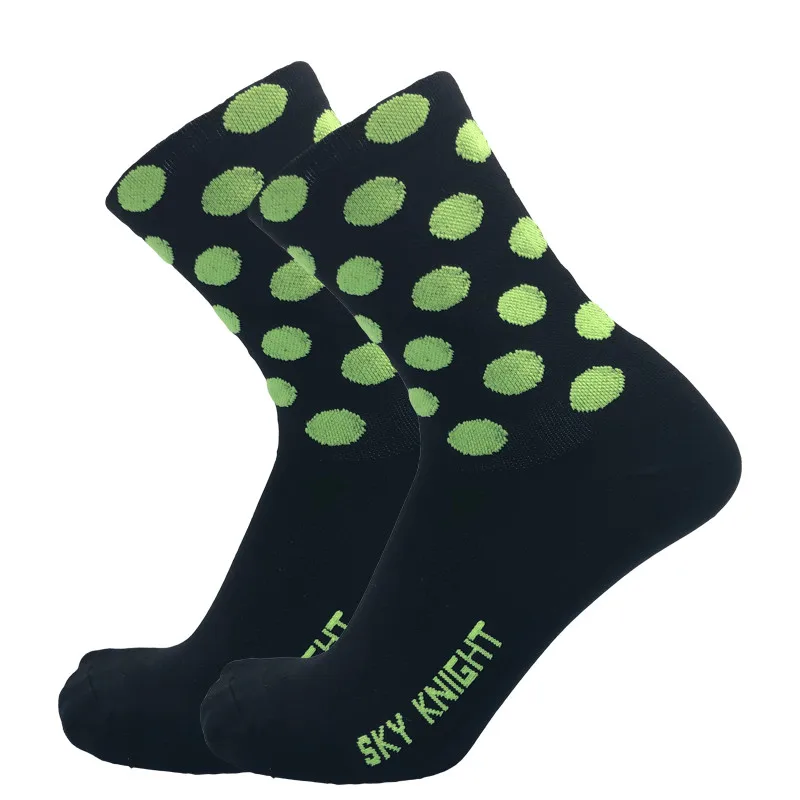 SKYKNIGHT, новинка, 2 стиля, компрессионные, в полоску, в горошек, велосипедные носки для мужчин и женщин, велосипедные носки, профессиональные, спортивные, дышащие, велосипедные, гоночные носки - Цвет: YS YD Black green