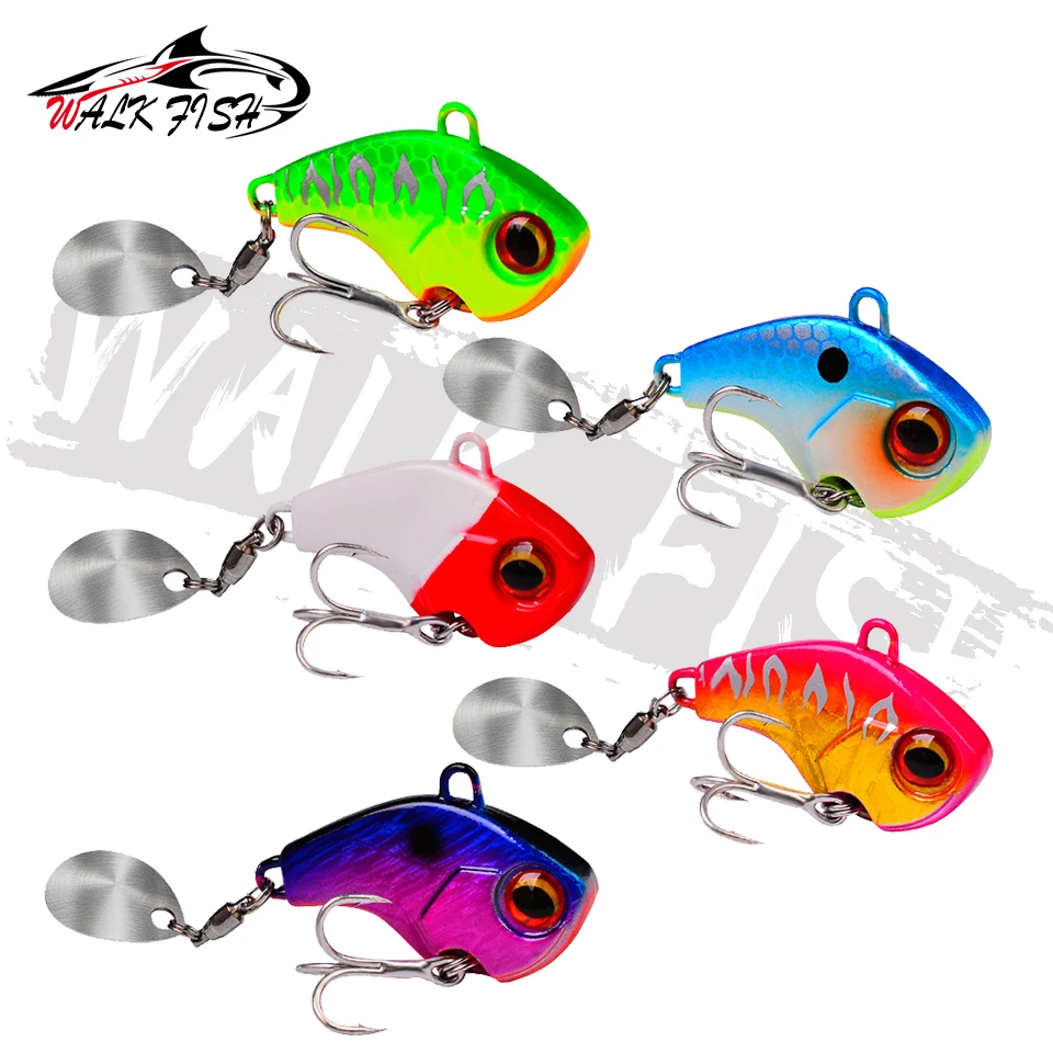 WALK FISH Fishing Lures Wobble Rotating Metal VIB vibration Bait For Pike  Bass Trout Treble Hook Artificial Hard Baits Spinner