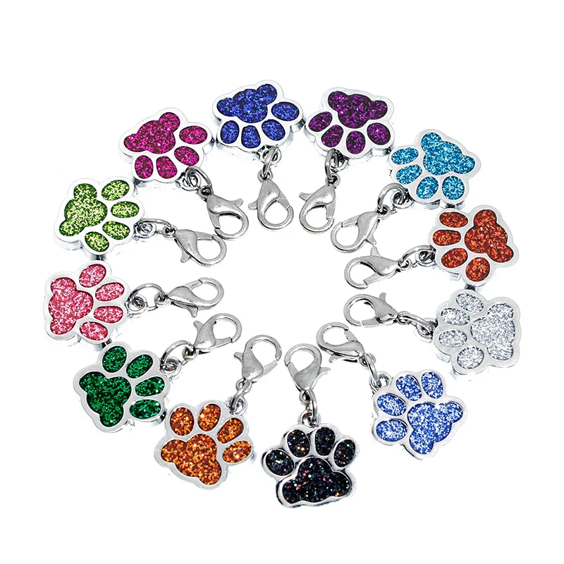 Paw Dog Pup Black Silver Alloy Keychain Purse Charm Dangle Zipper Pull Key Ring 