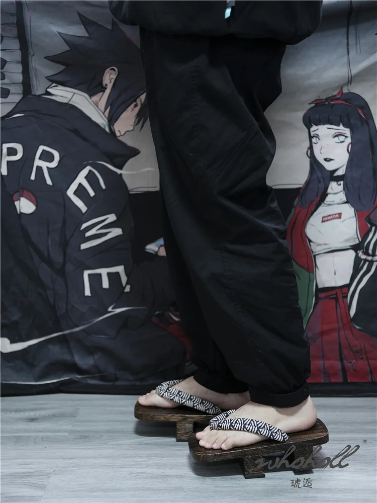Japanischen Samurai Holz Geta Clogs Schuhe Mann Frauen Flip-Flops Sommer Slipper Anime Cosplay Schuh Unisex Sandalen – Detail 25