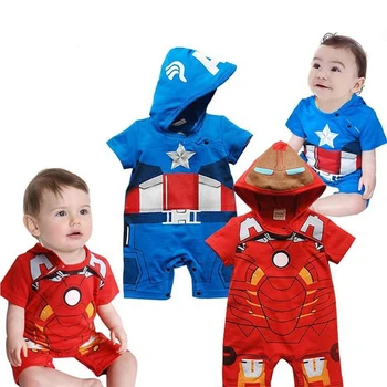 

Baby Boys Costume Romper Captain America Ironman Jumpsuit Short Sleeves