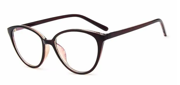 Оправа «кошачий глаз» очки оправа с прозрачными линзами женские Брендовые очки оптические оправы близорукость нерд черные фиолетовые очки - Цвет оправы: C4 Brown