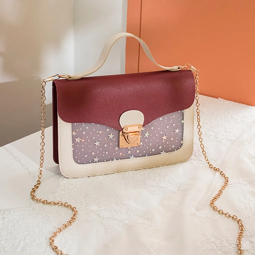 Женская маленькая сумка мессенджер LITTHING квадратная через плечо с блестками и