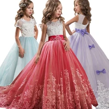 Зимнее платье подружки невесты для девочек Детские платья для девочек элегантное кружевное платье принцессы для свадебной вечеринки От 4 до 14 лет для подростков