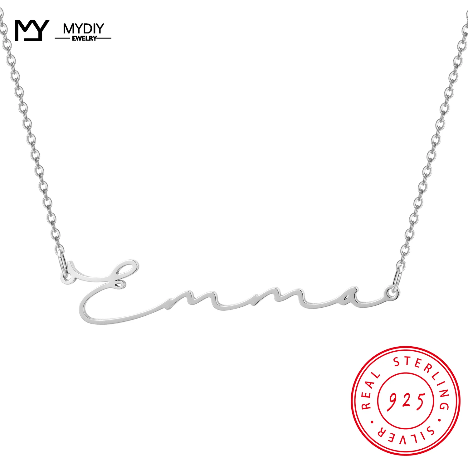 Ожерелье ручной работы из серебра 925 пробы с именем сценариев Collar con nombre ruso |