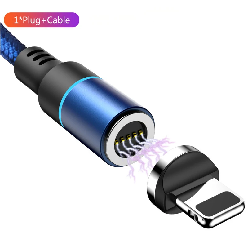 1 м светодиодный магнитный usb-кабель для передачи данных для iPhone Xs Max X XR 8 7 6s 6 Plus 5 5S Быстрая зарядка USB type C Micro кабель для samsung Xiaomi - Color: Blue