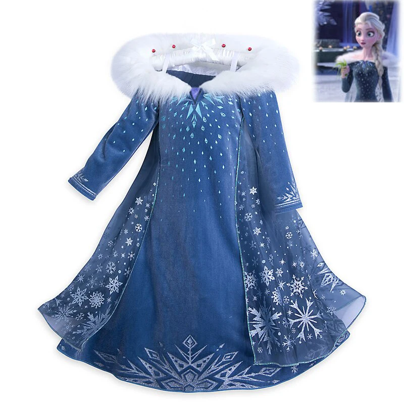 Для девочек «Холодное сердце» 2 Принцесса Elsa Fancy Наряжаться Косплэй костюм наряд для вечеринки
