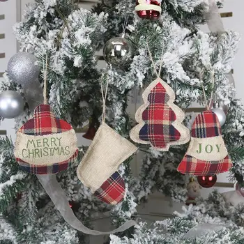 

Linen Small Christmas Stocking Gift Candy Storage Container Hanging Decoration