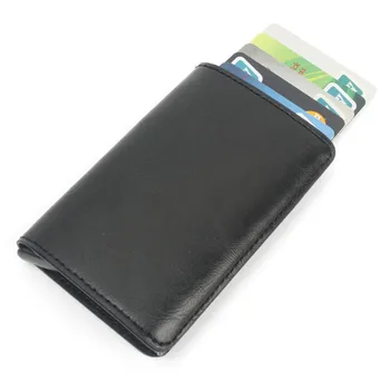 

Men Card Holders Automatic RFID Card Holder Business ID PU leather Aluminium Card Holder Blocking Reader Lock Bank Card Holder