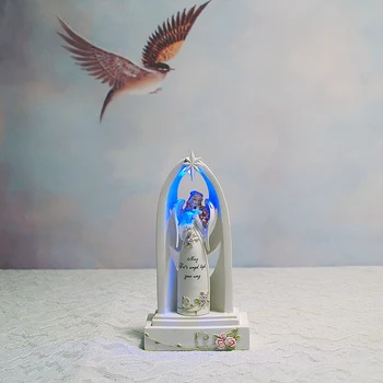 

GOD CHRISTIAN LED NIGHT LIGHT RESIN CRAFTS ANGEL STATUE FAMILY CHURCH DECORATION JESUS CHRIST DECORATION GOSPEL GIFT