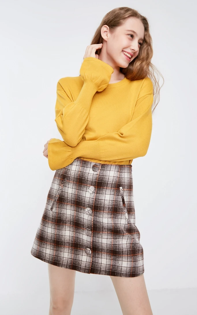 Vero Moda Женская тартан декоративные пуговицы А-юбка с подкладом | 319116539