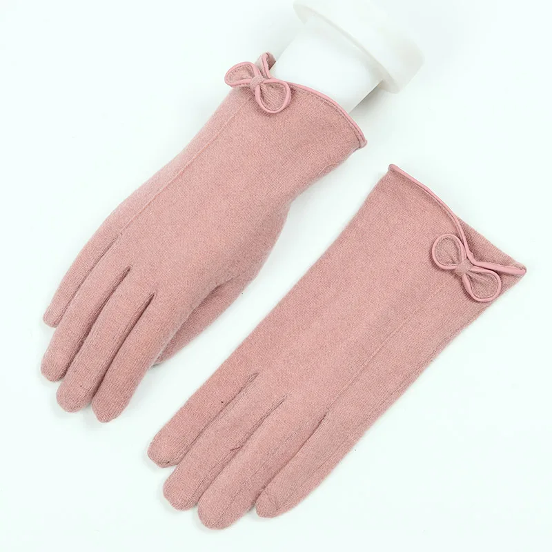 Зимние перчатки сенсорный экран для женщин уличные кашемировые шерстяные осенне-зимние женские теплые варежки перчатки на запястье женские полный палец
