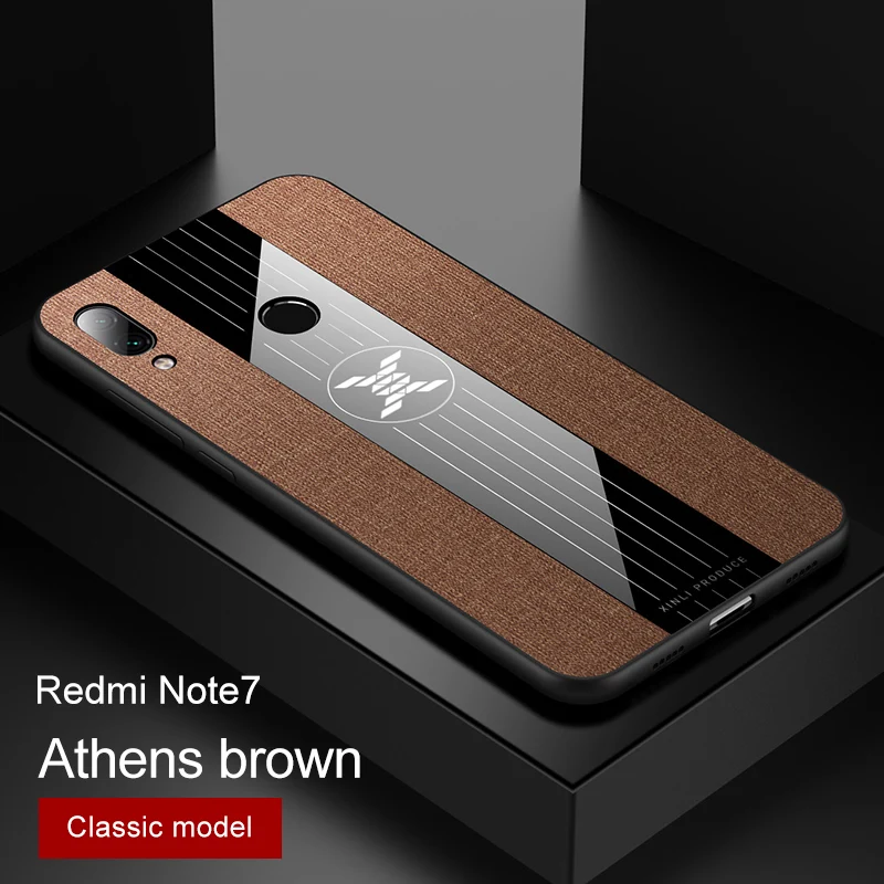 For Xiaomi Redmi Note 7 Case Luxury Hard Cloth With Ring Stand Magnet Slim protect Back cover for xiaomi redmi note 7 pro redmi7 - Цвет: only brown case