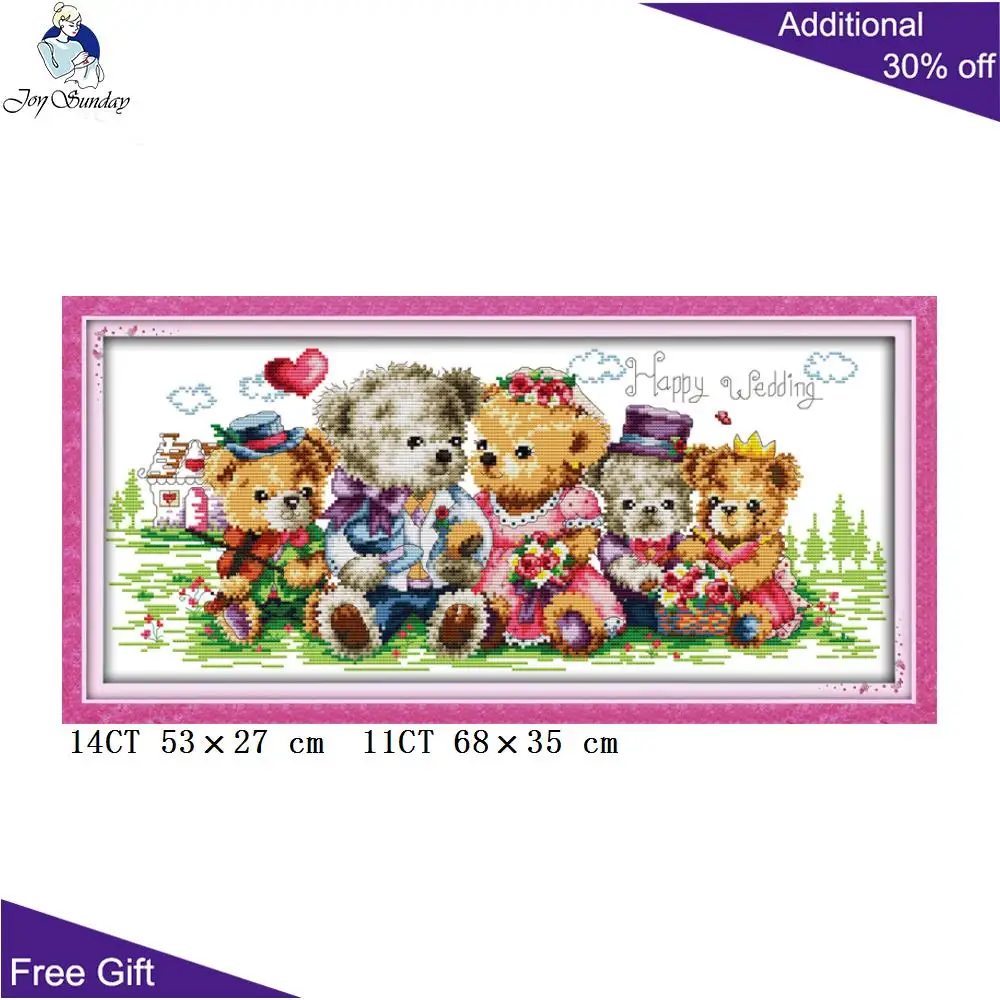 Семейные комплекты для вышивки крестом Joy Sunday Bear K085(1)K085(2)K085(3) 14CT 11CT набор