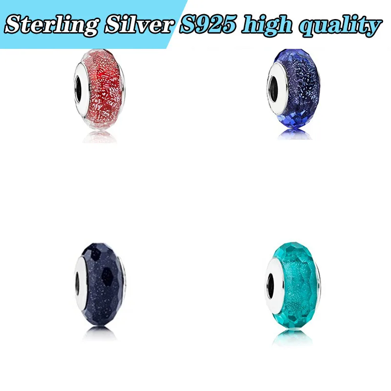 

High quality 100% Faceted Glass Bead Sterling Silver S925 suitable for bracelet necklace accessories charm DIY jewelry