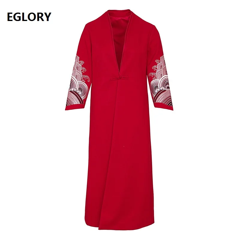 

Plus size Clothing 2020 Autumn Winter Long Wool Coats Female Lurex Embroidery Single Button Long Wool Cardigan Coats 50s 60s