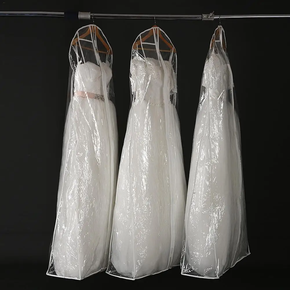 160cm Organdy Semi Transparente Vestido de una línea de Boda Funda a Prueba de Polvo Vestido de Novia Bolsa de Almacenamiento Ropa Plegable Funda Protectora BMBN Funda para Ropa 
