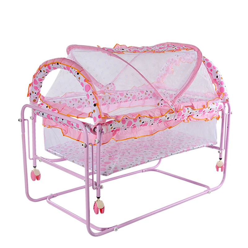 pink metal crib