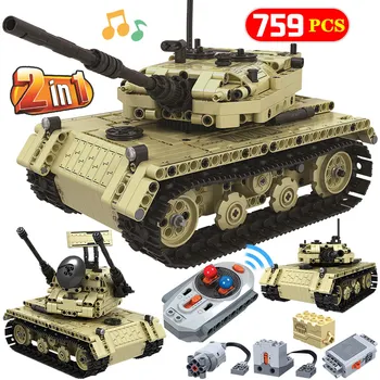 

759PCS City Electric Remote Control Tank 2 in 1 Model Building Blocks Technic Military RC Tank Bricks Toys For Boys