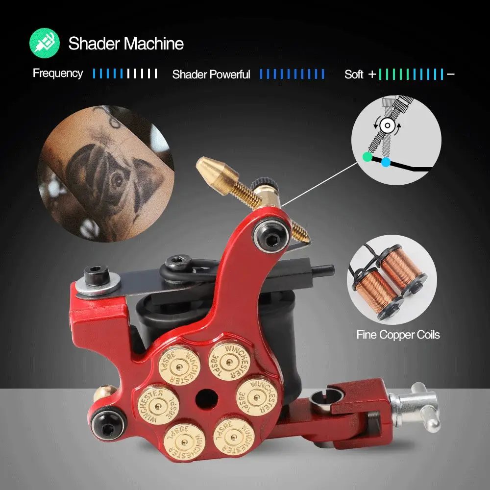 Stigma TK204-18 Tattoo Machine Set Liner Shader Clip Cord 2 Guns New Arrival Kit Practice Skin 28 Color Ink Pigment