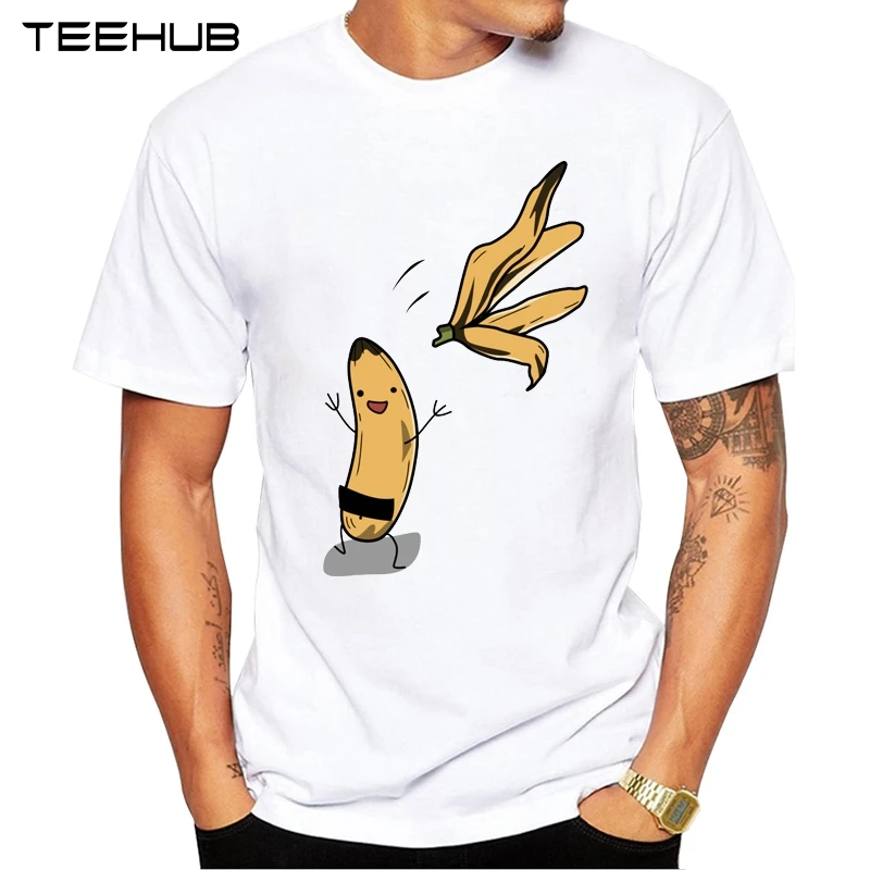TEEHUB Men's New Fashion Happy Banana Design Short Sleeve T-Shirt Cool Printed Tops Hipster Tee Shirts | Мужская одежда