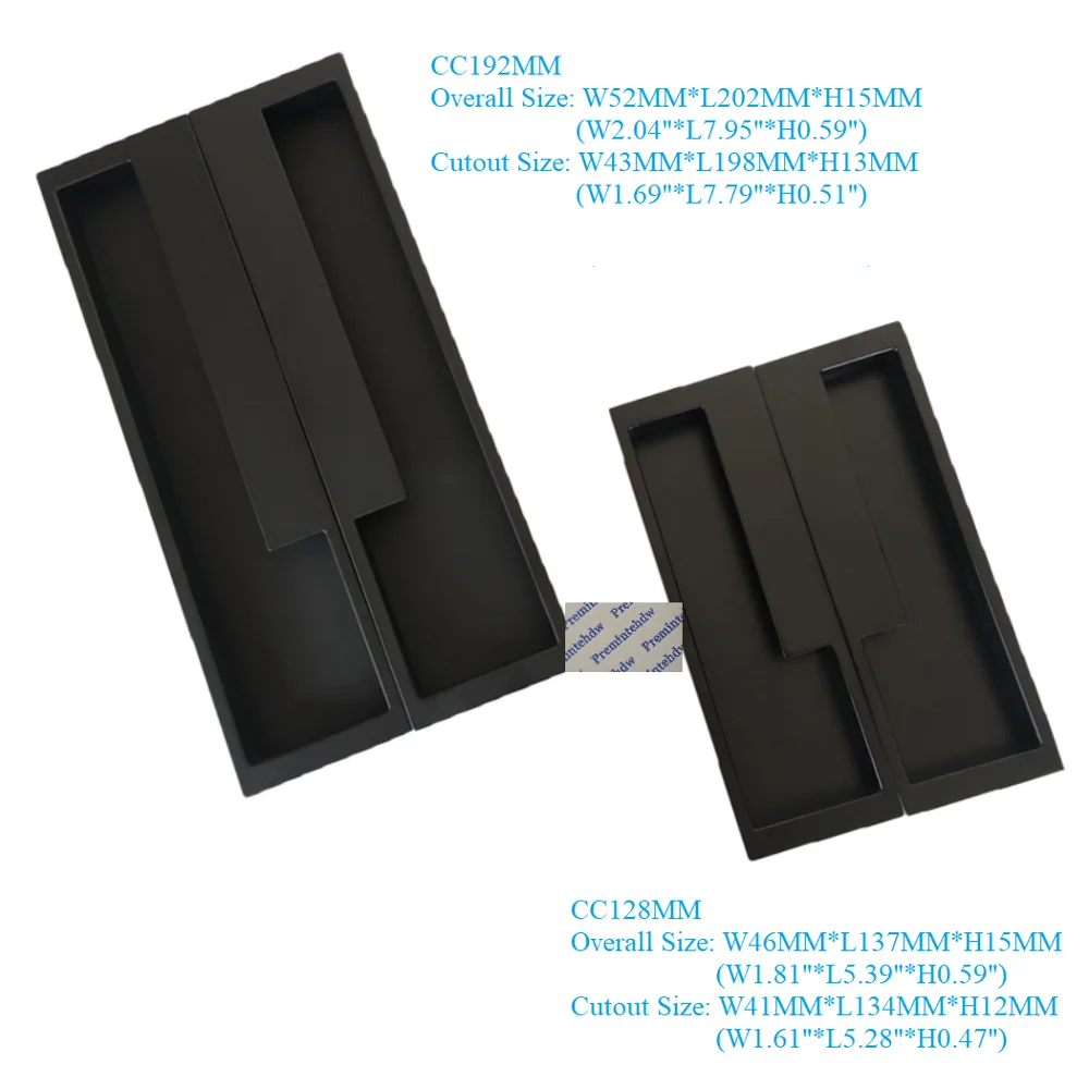 2Pcs(1Pair) Zinc Alloy Rectangle Recessed Flat Furniture Cabinet Cupboard Finger Pull Sanding Silver Gold Grey Matte Black
