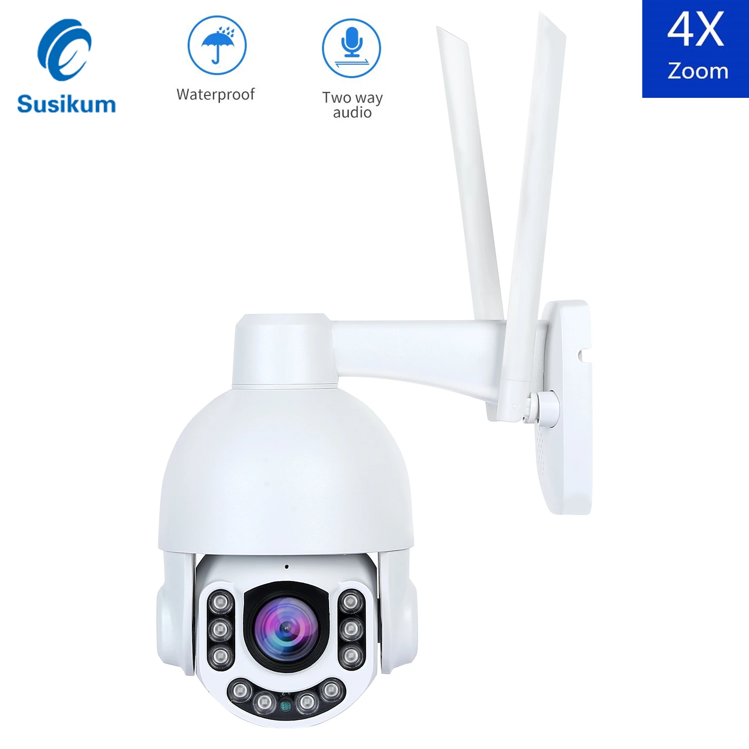 

PTZ Wifi IP Camera Outdoor 2MP 5MP 4X Digital Zoom H.265 P2P ONVIF CAMHI APP Two ways Audio Security CCTV Camera
