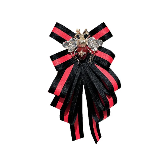 Women Striped Bow Brooch Multilayer Ribbon Brooches Fashion