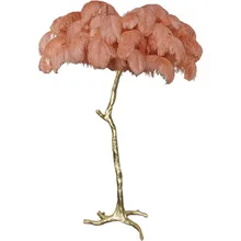 Американский торшер, роскошная медная пуховая ветка, торшер для отеля, красивая лампа, золотая, для гостиной, стоящая лампа H160xD120cm