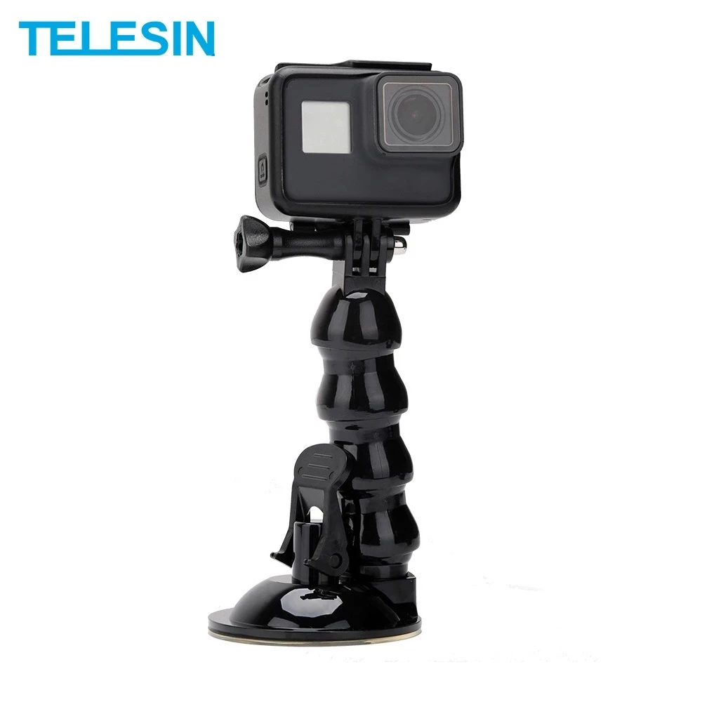 TELESIN Челюсти Гибкий автомобильный держатель на присоске для GoPro Hero 10 9 8 SJCAM SJ4000 SJ5000