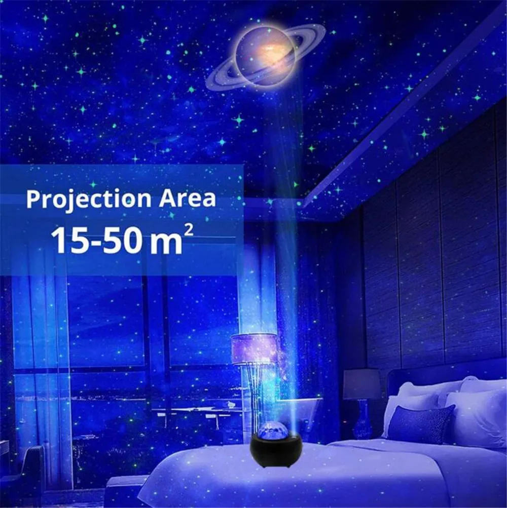 2021 New 10 Planets Projection Starry Night Light USB Bluetooth Ocean Wave Nebula Projector Lamp for Kids Baby Home Planetarium