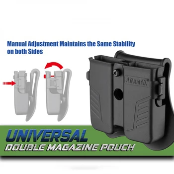 

New Amomax Tactical Double Magazine Pouch For Universal 9mm .40 .45 Caliber Single Double Stack Magazines - Black
