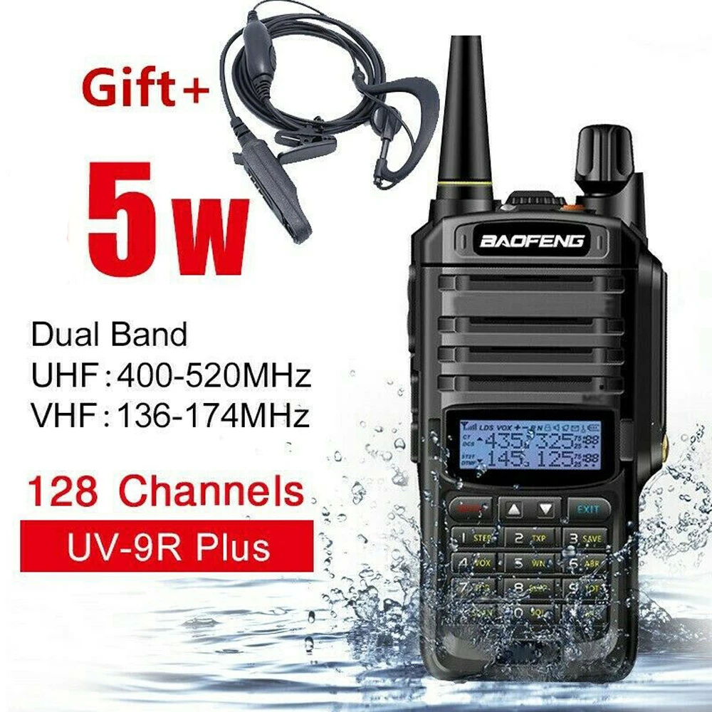 Baofeng UV-9R Plus Walkie Talkie 5 Вт 10 км Диапазон VHF UHF Двухдиапазонный портативный 2 способ радио IP67 водонепроницаемый пылезащитный высокое качество