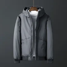 Зимняя мужская Толстая теплая простая однотонная куртка-пуховик с капюшоном на белом утином пуху, ветровка для холодного человека, Повседневная парка, верхняя одежда, куртка-бомбер