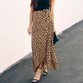 

Foridol high waist wrap maxi long skirt plus size women 2020 print boho summer autumn white skirt ladies office casual skirt