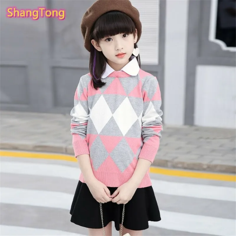 Свитер с длинными рукавами для девочек-подростков одежда для девочек Зимний вязаный свитер для маленьких девочек пуловер для девочек свитер для девочек от 4 до 12 лет